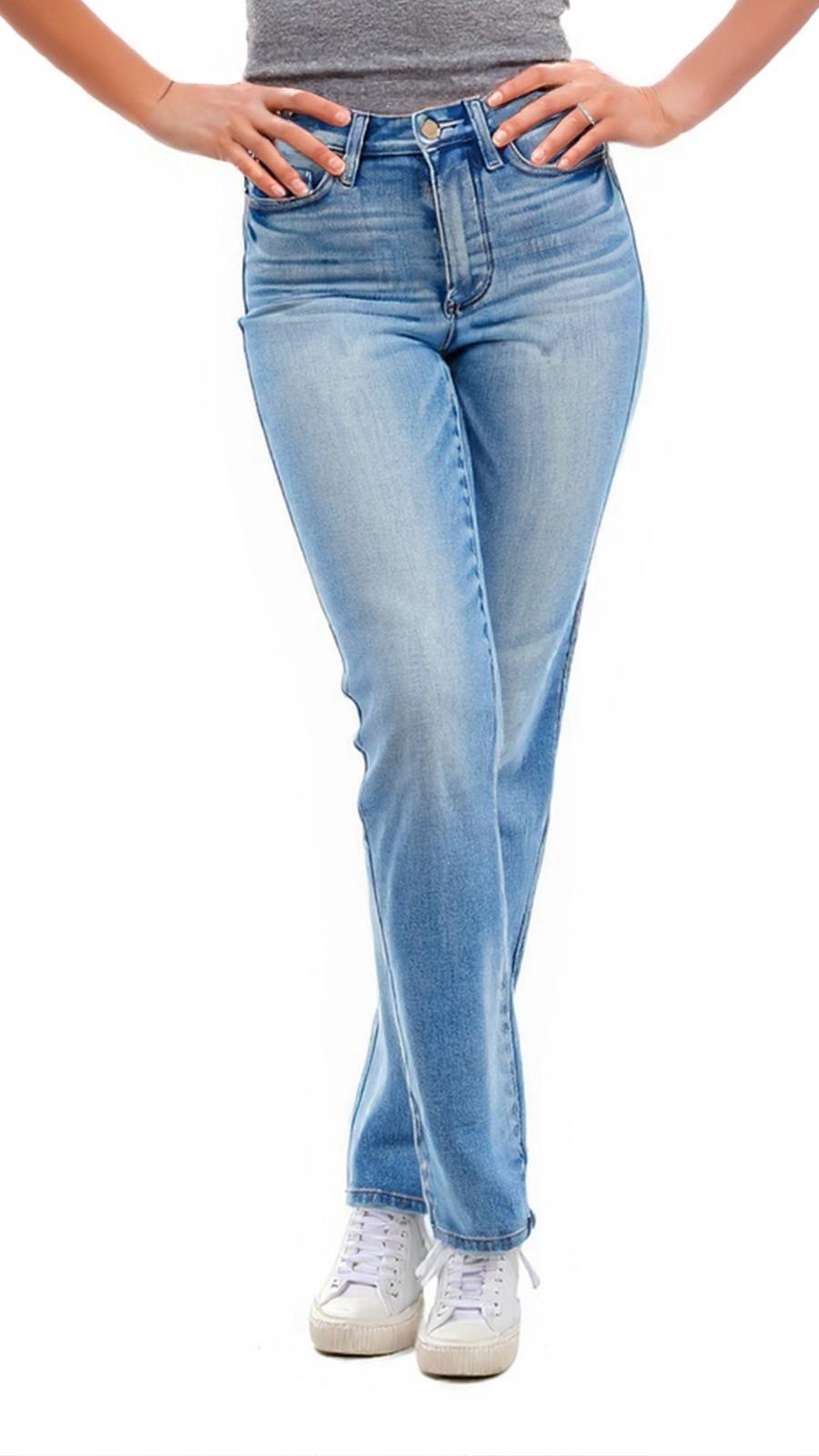 Judy Blue HW Tummy Control Contrast Wash Straight Leg Jeans 88794