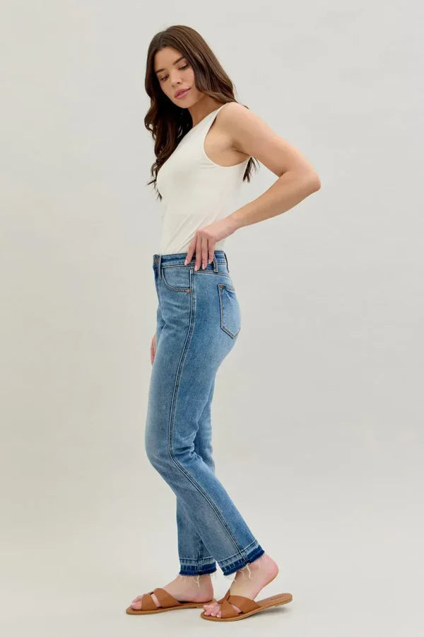 Judy Blue Full Size Mid Rise Rigid Magic Release Hem Jeans 88818