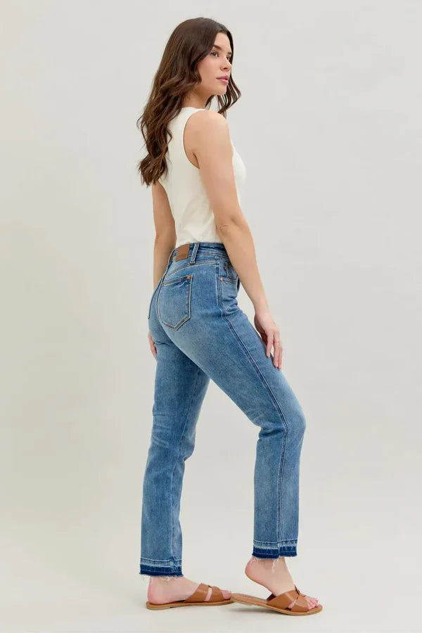 Judy Blue Full Size Mid Rise Rigid Magic Release Hem Jeans 88818