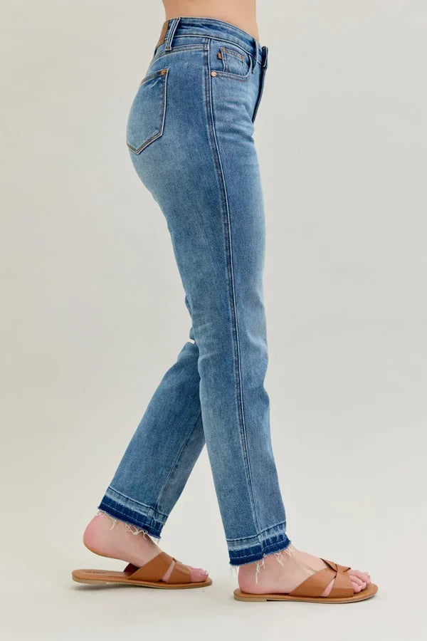 Judy Blue Full Size Mid Rise Rigid Magic Release Hem Jeans 88818