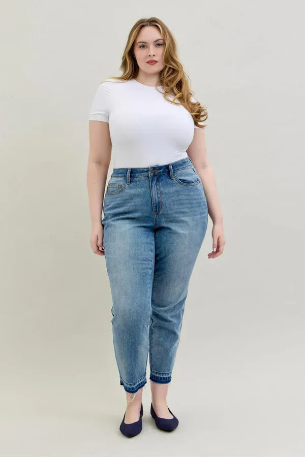 Judy Blue Full Size Mid Rise Rigid Magic Release Hem Jeans 88818